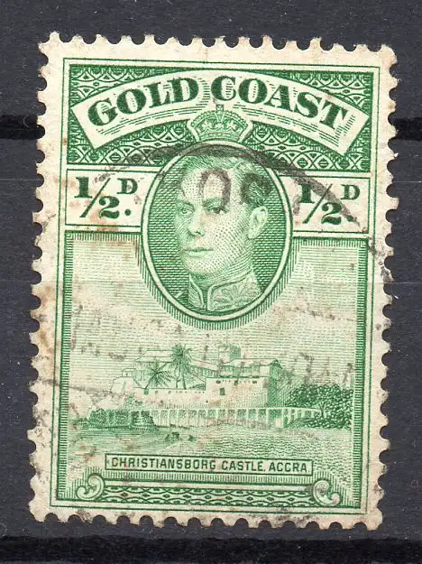 Ghana - Goldküste, Mi-Nr. 105 C gest., König Georg VI. + Festung Christiansborg bei Accra