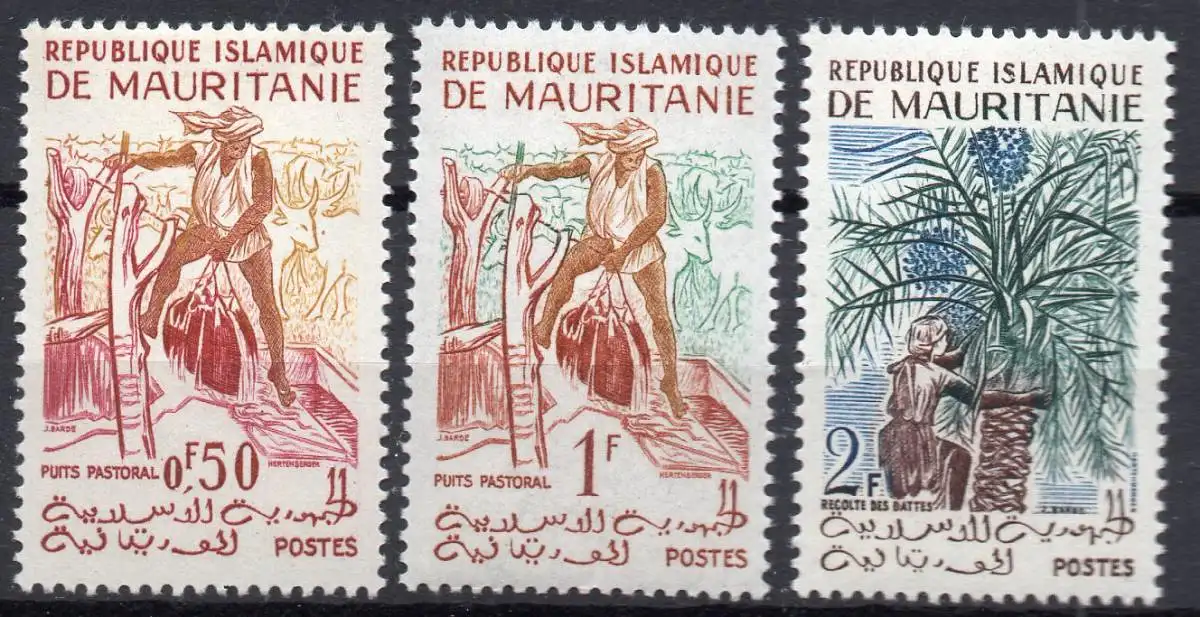 Mauretanien, Mi-Nr. 163, 164 + 165 **, Einheimische Motive