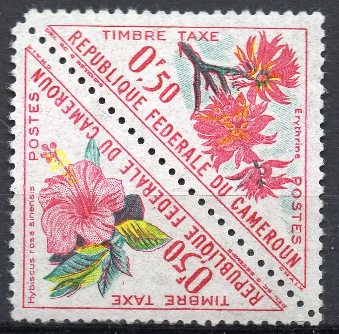 Kamerun, Portomarken Mi-Nr. 35 + 36 ZD **, Blumen