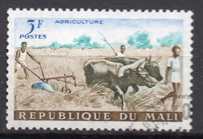 Mali, Mi-Nr. 33 gest., Ochsenpflug