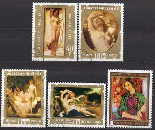 Ungarn, Mi-Nr. 2969, 2970, 2971, 2972 + 2977 gest., Gemälde