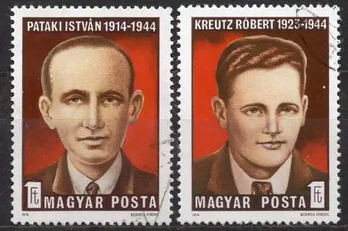 Ungarn, Mi-Nr. 3005 - 3006 gest., kompl., Widerstandskämpfer