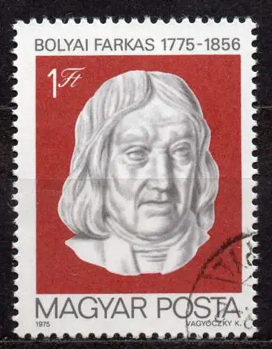Ungarn, Mi-Nr. 3021 gest., 200. Geburtstag von Farkas Bólyai