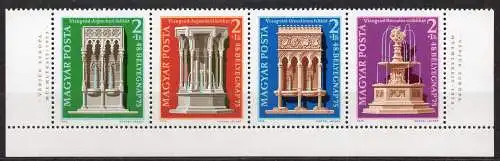 Ungarn, Mi-Nr. 3060 - 3063 **, kompl., 4´er-Streifen, Europäisches Denkmalschutzjahr 1975