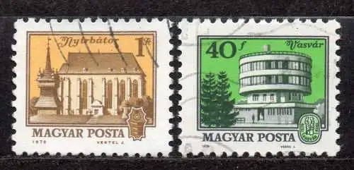Ungarn, Mi-Nr. 3339 + 3371 gest., Stadtbilder: Nyirbátor + Vasvár
