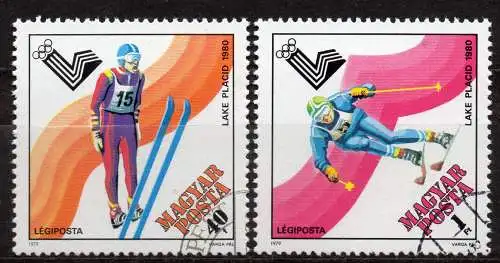 Ungarn, Mi-Nr. 3390 + 3392 gest., Olympische Winterspiele Lake Placid 1980