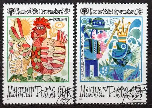 Ungarn, Mi-Nr. 3398 + 3399 gest., Intern. Jahr des Kindes: Märchenszenen