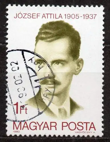 Ungarn, Mi-Nr. 3427 gest., 75. Geburtstag von Attila József