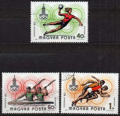 Ungarn, Mi-Nr. 3433, 3434 + 3435 gest., Olympische Sommerspiele Moskau 1980