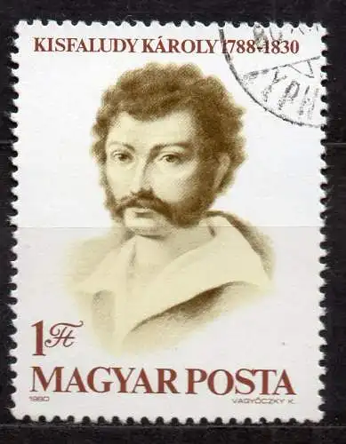 Ungarn, Mi-Nr. 3460 gest., 150. Todestag von Károly Kisfaludy
