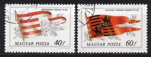 Ungarn, Mi-Nr. 3486 + 3487 gest., Historische Fahnen