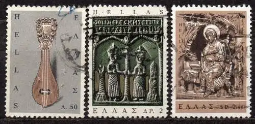 Griechenland, Mi-Nr. 923, 926 + 927 gest., griechische Volkskunst
