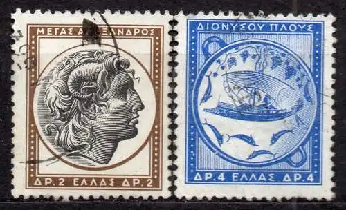 Griechenland, Mi-Nr. 628 + 631 gest., antike griechische Kunst