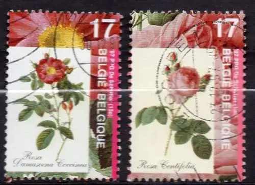 Belgien, Mi-Nr. 2760 + 2762 gest., Rosen