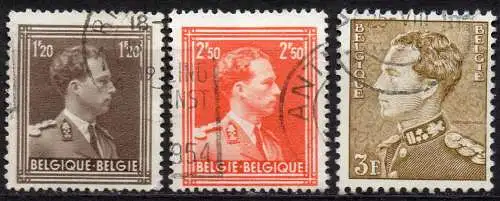Belgien, Mi-Nr. 898 A, 899 A + 900 gest., König Leopold III.