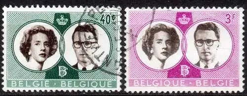 Belgien, Mi-Nr. 1228 + 1229 gest., Hochzeit König Baudouins