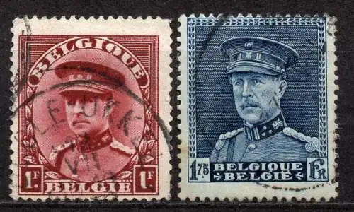 Belgien, Mi-Nr. 305 + 308 gest., König Albert I.
