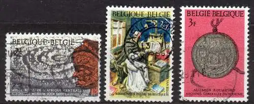 Belgien, Mi-Nr. 1428, 1430 + 1431 gest., Nationales wissenschaftliches Erbe