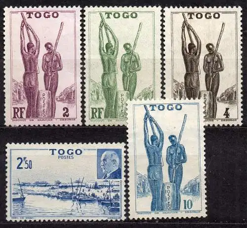 Togo, Mi-Nr. 130, 131, 132, 164 + 165 (*), Szenen aus Togo