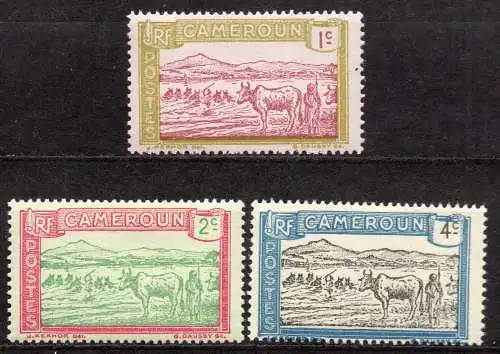 Kamerun, Mi-Nr. 69, 70 + 71 **, Landesmotive: Rinder