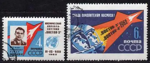 Sowjetunion, Mi-Nr. 2634 + 2636 gest., Gruppenflug der Raumschiffe Wostok 3 + 4