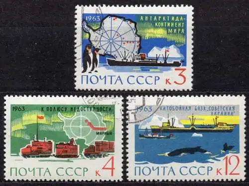 Sowjetunion, Mi-Nr. 2801, 2802 + 2804 gest., Arktis und Antarktis
