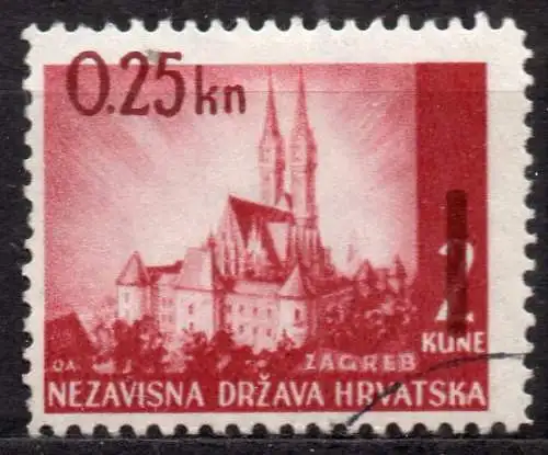Kroatien, Mi-Nr. 82 gest., Landschaften: Kathedrale von Zagreb