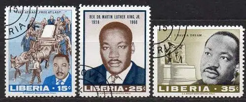 Liberia, Mi-Nr. 702 - 704 gest., kompl., Martin Luther King