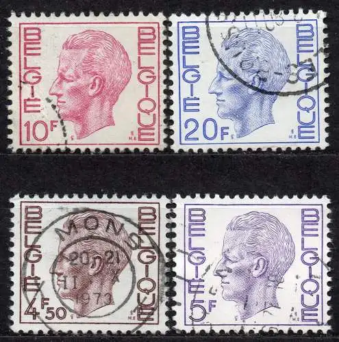 Belgien, Mi-Nr. 1669, 1670, 1698 + 1699 gest., König Baudouin