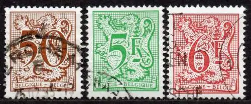 Belgien, Mi-Nr. 2010, 2012 + 2050 gest., Heraldischer Löwe