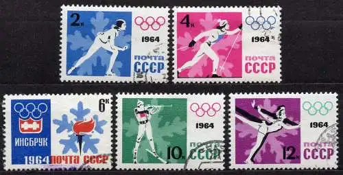 Sowjetunion, Mi-Nr. 2866 - 2870 gest., kompl., Olympische Winterspiele Innsbruck 1964