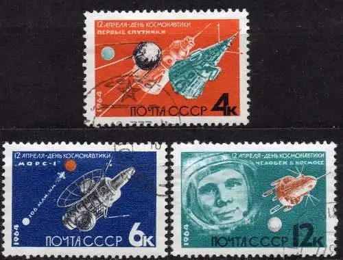 Sowjetunion, Mi-Nr. 2895 - 2897 gest., kompl., Tag der Kosmonauten