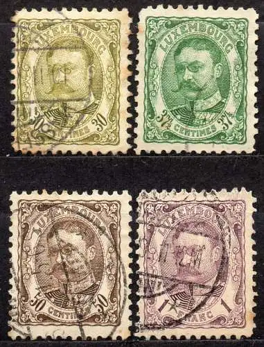 Luxemburg, Mi-Nr. 77, 78 A, 79 + 81 gest., Großherzog Wilhelm