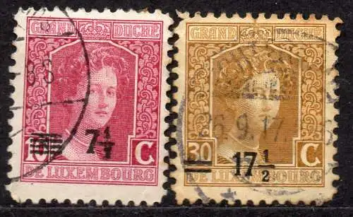 Luxemburg, Mi-Nr. 113 + 114 gest., Großherzogin Marie Adelheid