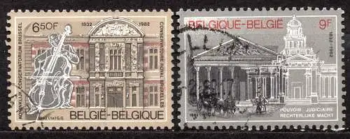 Belgien, Mi-Nr. 2086 - 2087 gest., kompl., 150 Jahre Königliches Musikkonservatorium + 150 Jahre Justizverfassung