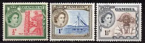 Gambia, Mi-Nr. 148, 149 + 150 **, Einheimische Motive
