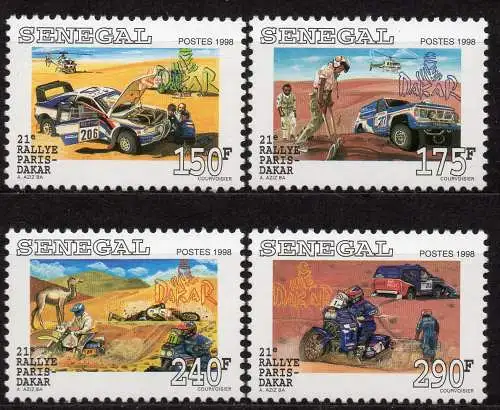Senegal, Mi-Nr. 1596 - 1599 **, kompl., Rallye Paris - Dakar