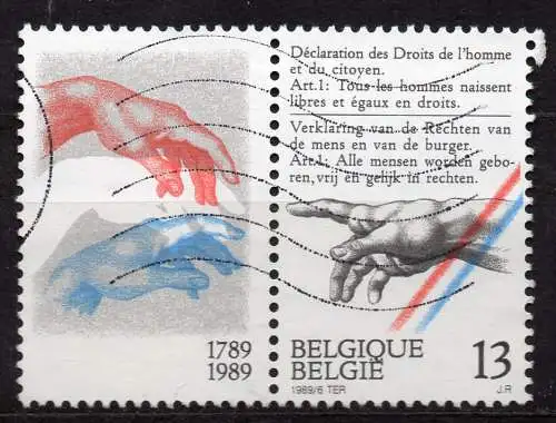 Belgien, Mi-Nr. 2379 + Zf. gest., 200. Jahrestag der Verkündung der Menschen- und Bürgerrechte