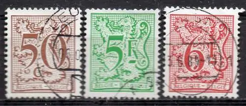 Belgien, Mi-Nr. 2010, 2012 + 2050 gest., Heraldischer Löwe