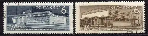 Sowjetunion, Mi-Nr. 3141 + 3142 gest., 30 Jahre Moskauer Untergrundbahnen