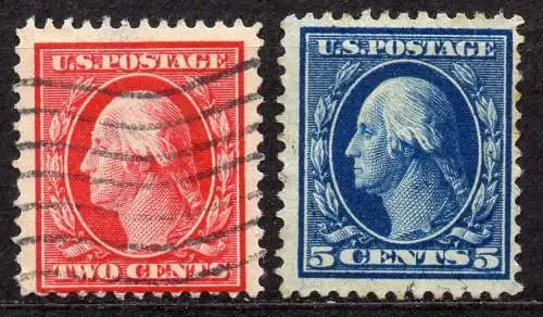 USA, Mi-Nr. 179 + 182 gest., Benjamin Franklin + George Washington