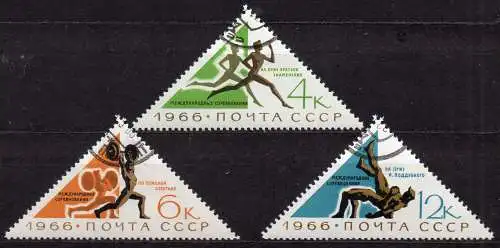 Sowjetunion, Mi-Nr. 3221 - 3223 gest., kompl., Intern. Sportwettbewerbe in der UDSSR