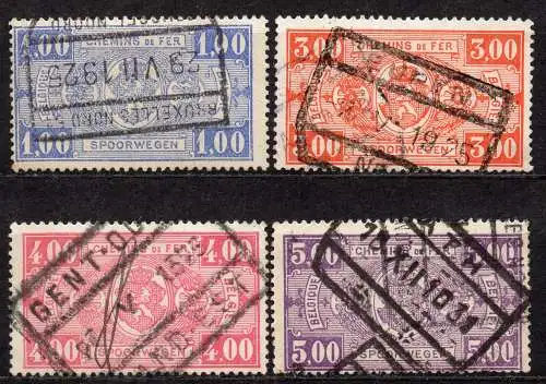 Belgien, Eisenbahnpaketmarke Mi-Nr. 144, 152, 154 + 155 gest., Wappen