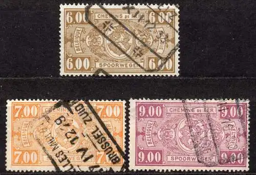 Belgien, Eisenbahnpaketmarke Mi-Nr. 162, 163 + 165 gest., Wappen