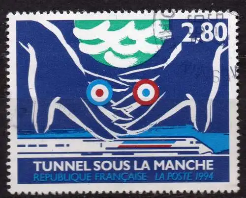 Frankreich, Mi-Nr. 3024 gest., Eröffnung des Eisenbahntunnels unter dem Ärmelkanal