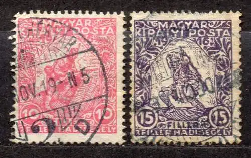 Ungarn, Mi-Nr. 183 + 184 gest., Kriegshilfe