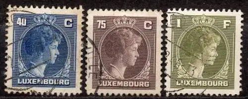 Luxemburg, Mi-Nr. 353, 358 + 359 gest., Großherzogin Charlotte