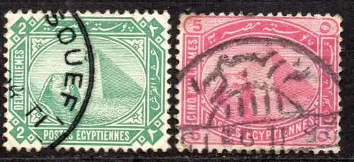 Ägypten - Türkisches Vizekönigreich, Mi-Nr. 37 + 38 gest., Sphinx vor Cheopspyramide