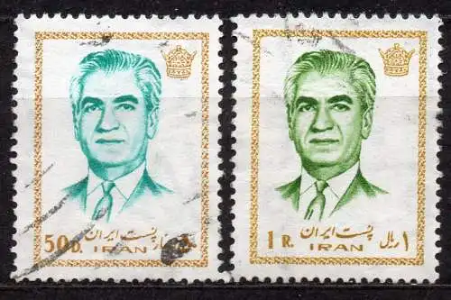 Iran, Mi-Nr. 1564 + 1565 gest., Mohammad Reza Schah Pahlavi