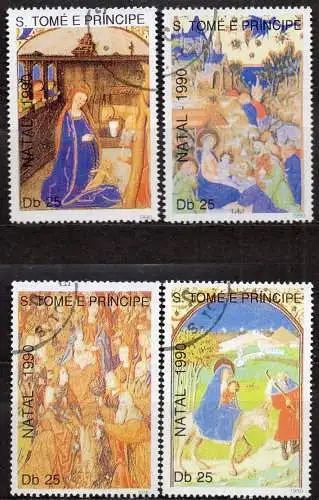 Sao Tomé & Principe, Mi-Nr. 1199 - 1202 gest., kompl., Weihnachten 1990